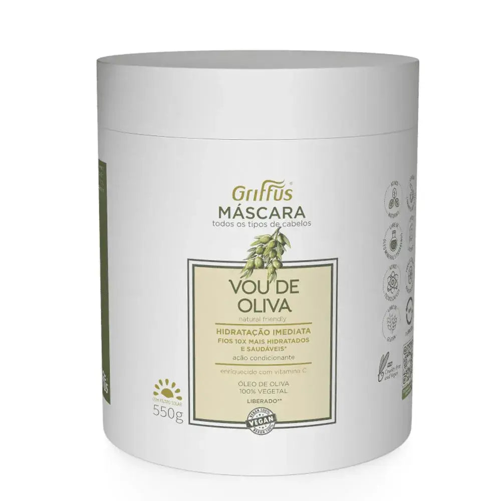 Mascara Capilar Hidratação Imediata (1A-4C) VOU DE OLIVA 550 g - griffuscosmeticos