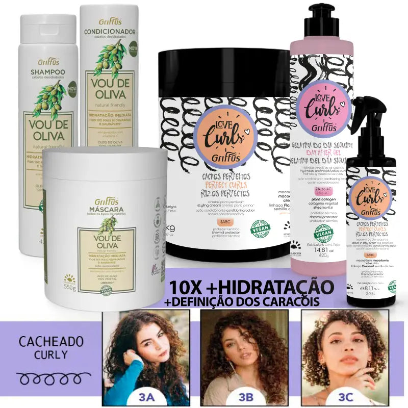 Kit (3ABC) Hidratada&Cacheada 6P1 Griffus Cosmeticos