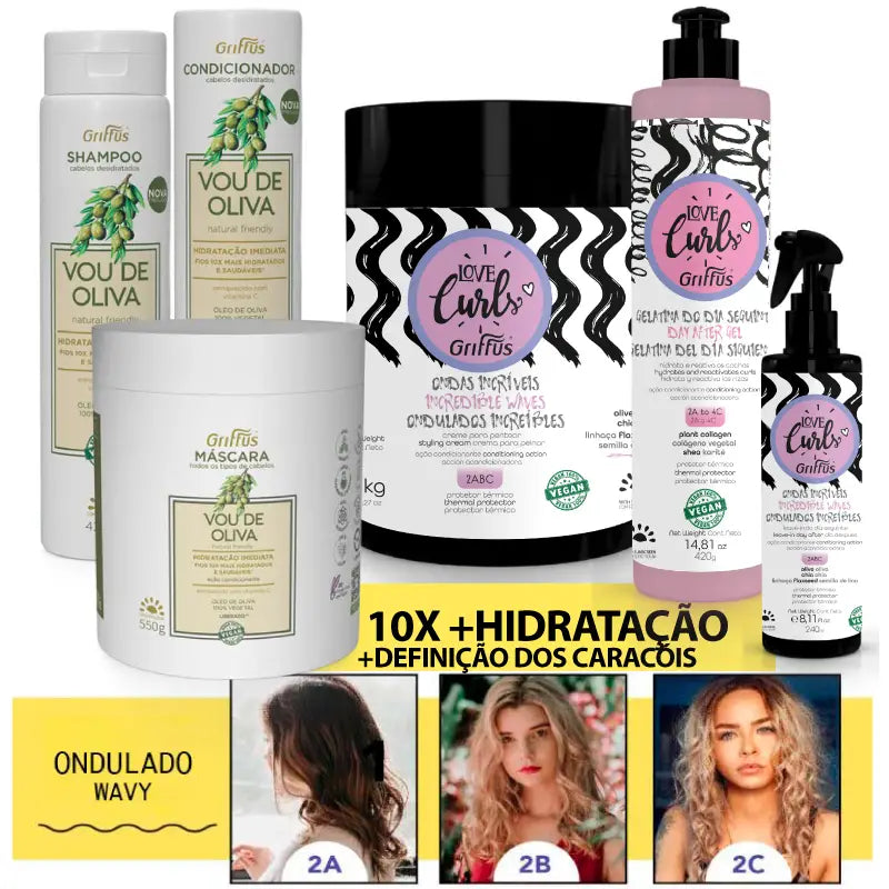 Kit (2ABC) Hidratada&Ondulada 6P Griffus Cosmeticos