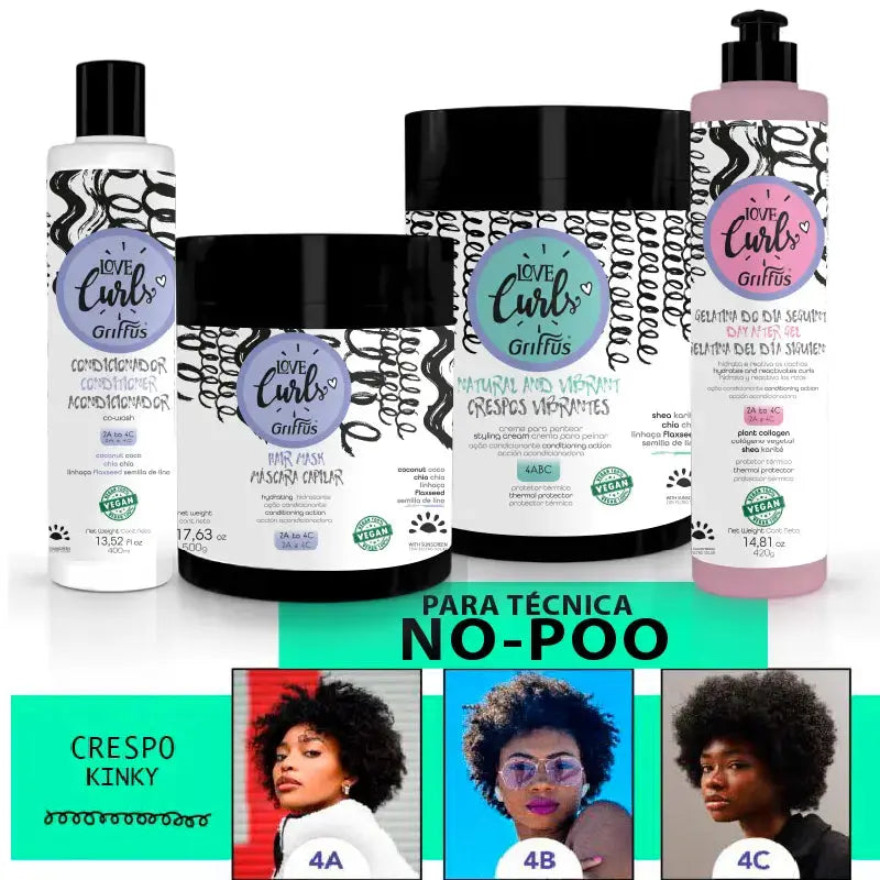 Kit (4ABC) NO-POO Crespa 4P1 Griffus Cosmeticos