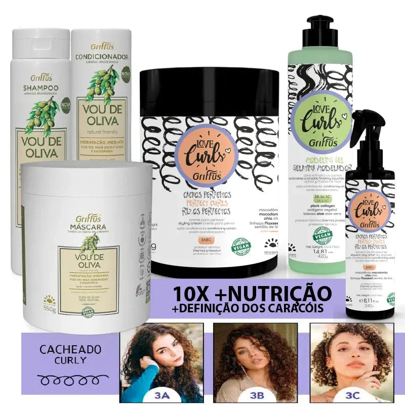 Kit (3ABC) Hidratada&Cacheada 6P1 Griffus Cosmeticos