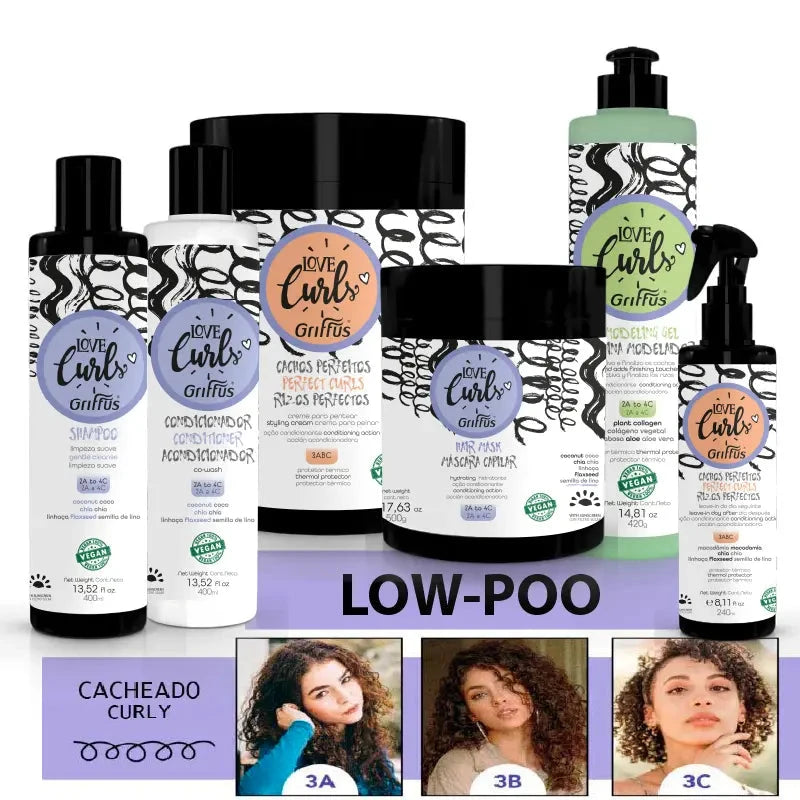 Kit (3ABC) LOW-POO Cacheados 6P2 Griffus Cosmeticos