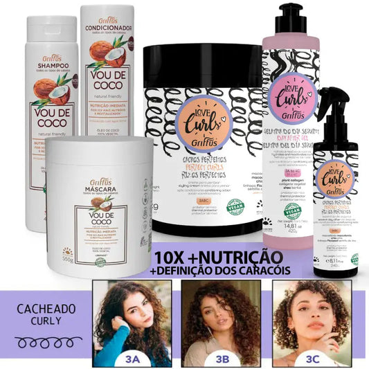 Kit (3ABC) Nutrida e Cacheada 6P1 Griffus Cosmeticos