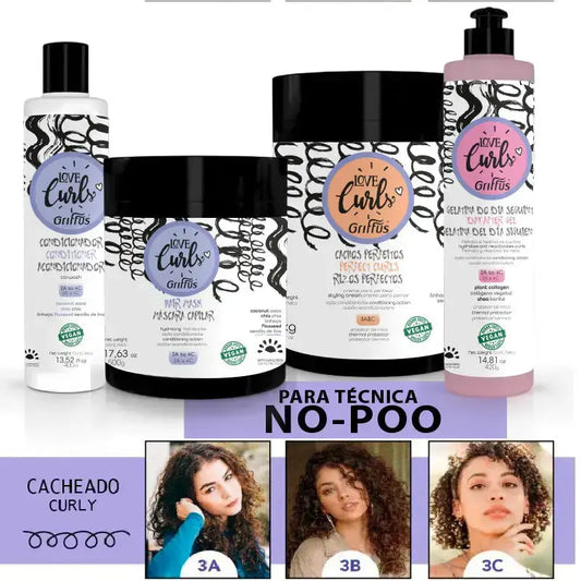 Kit (3ABC) NO-POO Cacheada 4P1 Griffus Cosmeticos