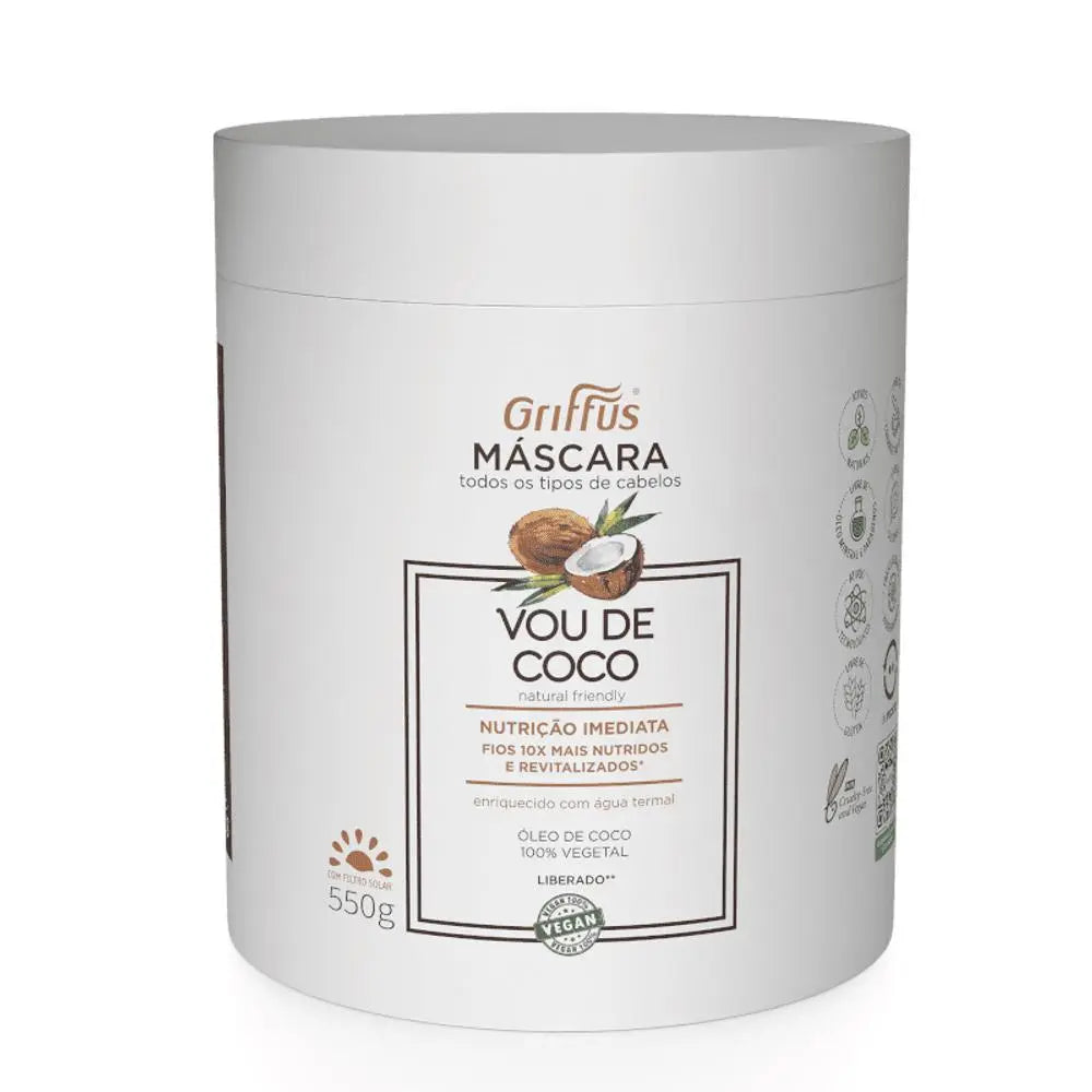 Mascara Capilar (1A-4C) Nutrição Imediata VOU DE COCO 550 g - griffuscosmeticos